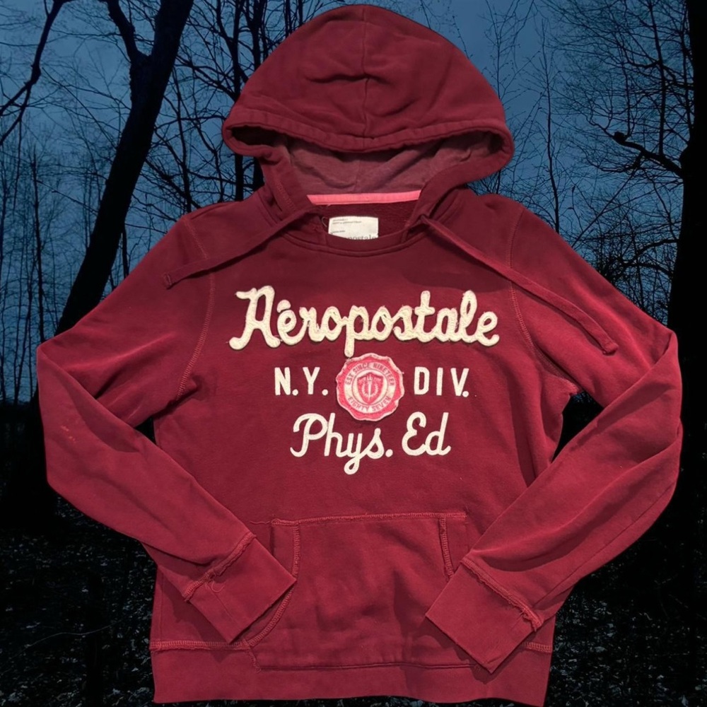 Aeropostale Men's Maroon Hoodie Sweater